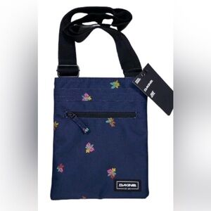 NWT Dakine Blue Crossbody Bag With Floral Design Mini Adjustable Wide Strap